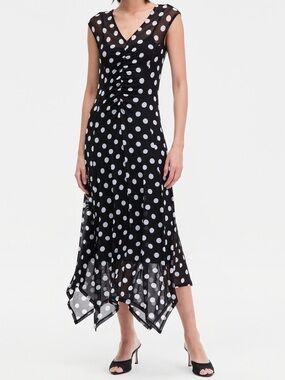 I.N.C. International Concepts Black Polka Dot V-Neck Dress